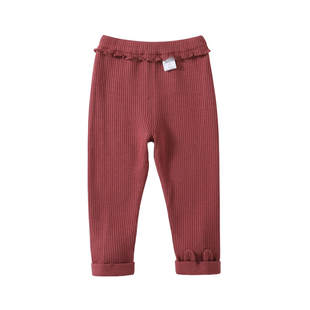 蒂孩儿女童裤子2024秋季新款女宝打底裤外穿洋气百搭花边儿童长裤