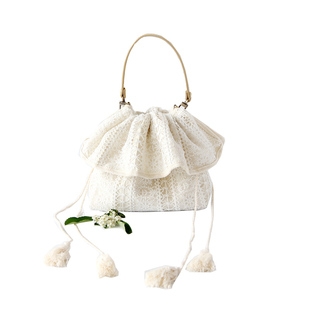 吾尤粒原创 温柔刺绣手拎包 森系蕾丝包 女士斜挎小布包 小众设计