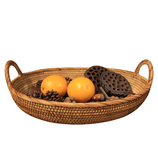 越南藤编水果篮面包蓝果盘馒头篮茶点篮点心篮糖果篮客厅超大托盘