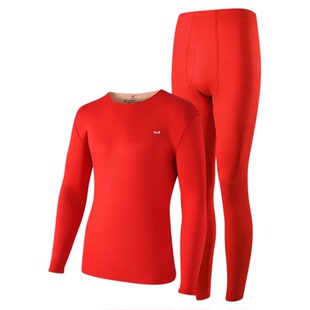 猫人本命年保暖内衣套装德绒发热男士结婚大红色女士秋衣秋裤礼盒