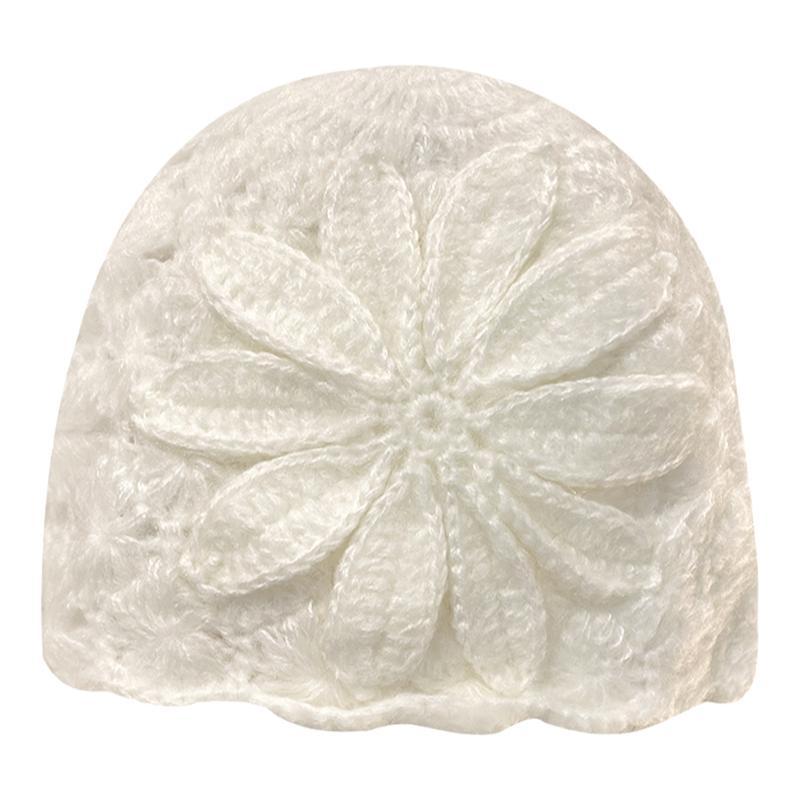 手工花朵针织毛线帽时尚保暖百搭