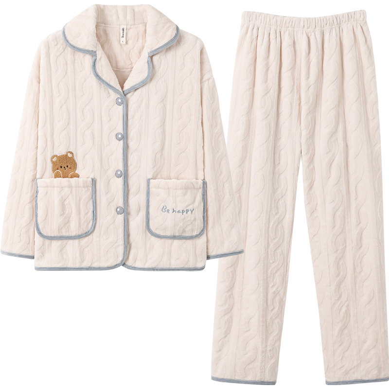 马克公主情侣睡衣女冬季珊瑚绒加厚加绒保暖2025新款秋冬家居服男