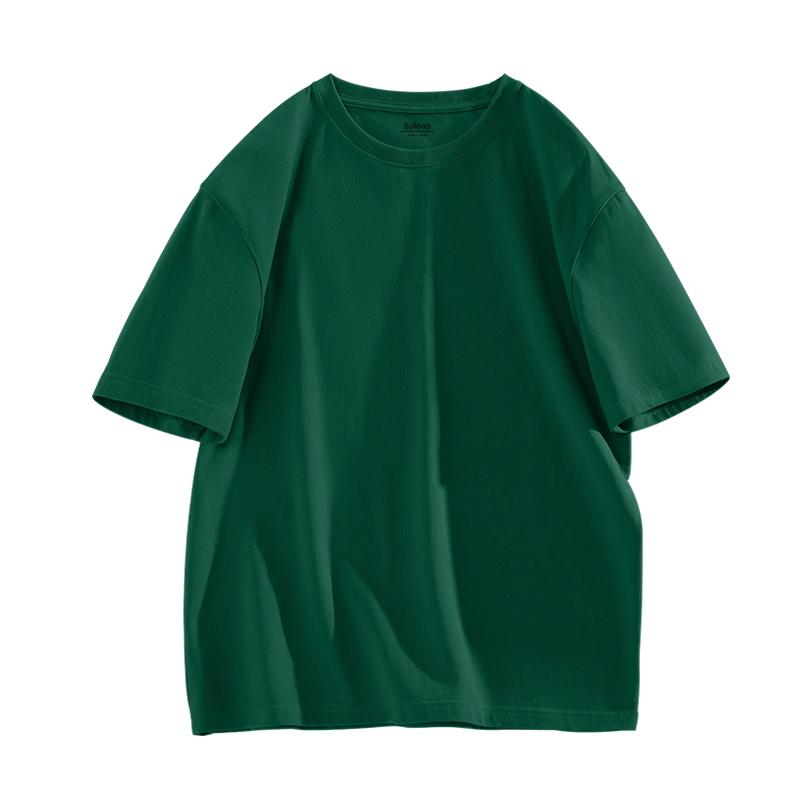 班尼路短袖t恤男士夏季重磅纯棉体恤潮牌宽松纯色上衣墨绿色半袖