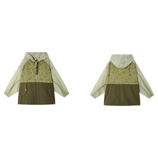 PIT撞色提花防晒套头连帽长袖外套女2025夏薄款透气冲锋衣上衣