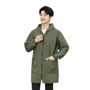 罩衣男工作服长袖防水防油男款大人秋冬护衣纯色大褂家用厨房围裙