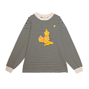 【练习室苏新皓同款】LALABOBO25年上衣美式印花宽松条纹长袖T恤