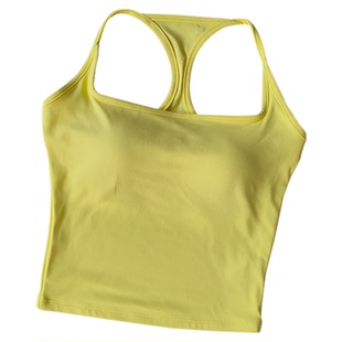 新款一体杯工字撞色瑜伽背心女外穿百搭跑步普拉提训练服健身文胸