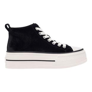 UDV2024秋冬新品丝绒高帮滑板鞋圆头平底休闲时尚女鞋商场同款