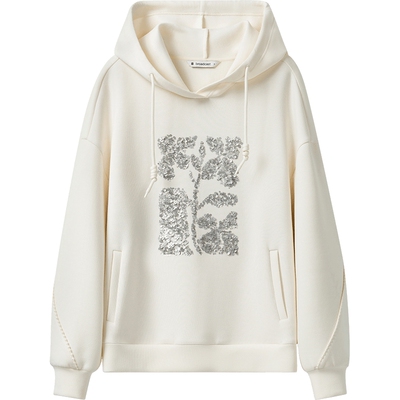 【播奥莱】播商场同款连帽卫衣女25早春休闲宽松上衣BDS1VD1564