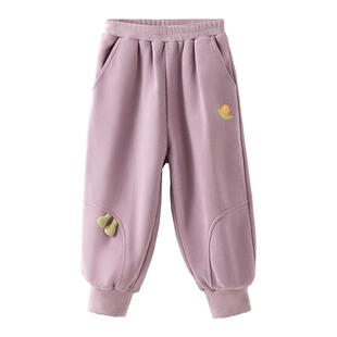 贝肽斯儿童裤子春秋薄绒卫裤2026新款男女童装宝宝保暖休闲长裤