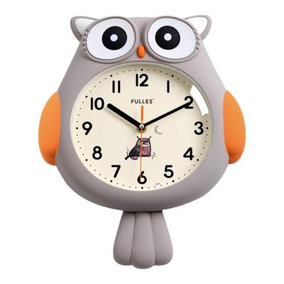 尊奈尔卡通猫头鹰无声摆动挂钟