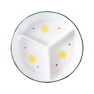 分格餐盘儿童加深陶瓷带盖饭盒分餐盘大人女孩专用加热减肥保温