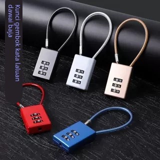 密码挂锁小型储物柜行李箱钢丝宿舍柜子迷你小锁头带钥匙柜门学生