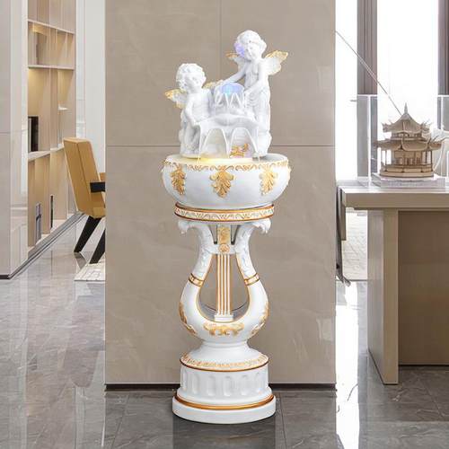 流水摆件循环水客厅加湿器家用创意鱼缸落地电视柜旁边欧式装饰品