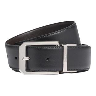 礼物ZEGNA杰尼亚黑色配深棕色皮革商务通勤双面皮带3.5CM宽