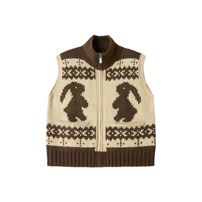 Uena费尔岛毛针织开衫马甲外套女