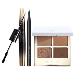 【睛彩套装】狄娜丽莎四色眼影大地色浓密睫毛膏防水眼线液笔百搭