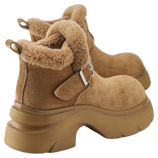 MILLIE'S/妙丽厚底增高雪地靴女加绒勃肯靴2025冬季新款毛毛棉鞋