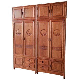 新中式红木家具顶箱衣柜花梨木卧室原木全实木衣柜家用带转角衣橱