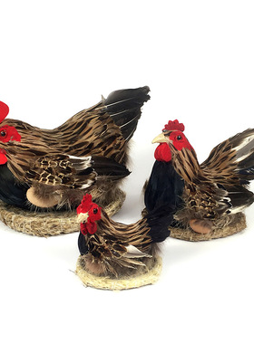 仿真鸡陈列乡村场景摆件