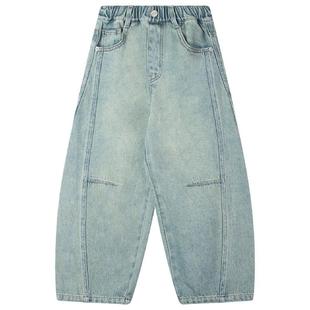 【西岸日落】软软牛仔棉 复古水洗百搭弯刀牛仔裤男女童秋新款