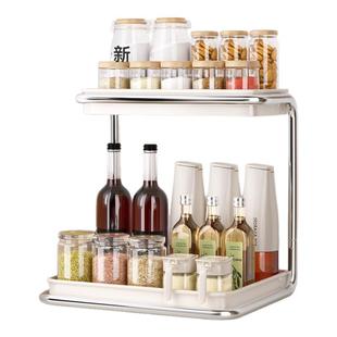 厨房调料品置物架双层油壶盐酱醋罐收纳架家用台面灶台调味品架子