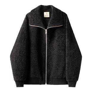 【限时清仓】英国小狐狸亲肤初剪绵羊毛拉绒大翻领夹克外套
