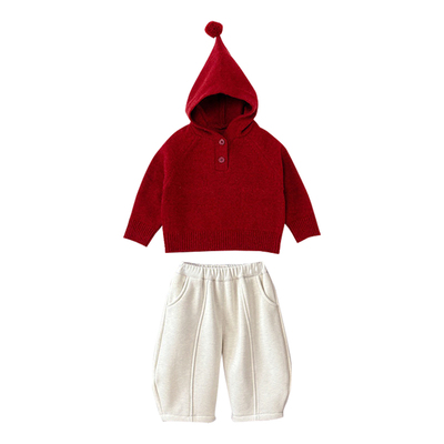 宝宝冬装套装加绒保暖婴儿衣服冬季洋气小孩加厚毛衣裤子分体外出