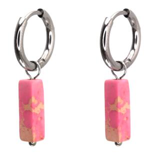 Shinma 【新中式】钛钢松石绿粉色挂坠个性耳环耳坠 小众亚比耳饰