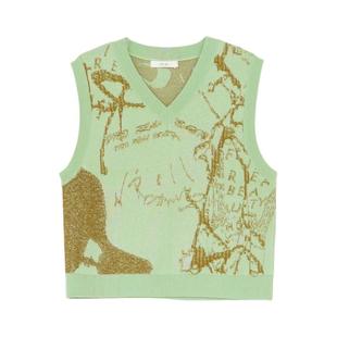 it'real瑞尔秋季新款复古艺术勾花叠穿层次感针织背心马甲女