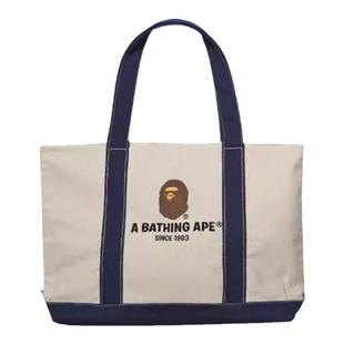 外星伴侣BAPE日本杂志附录猿人头休闲单肩厚重帆布包托特包