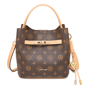 奥康水桶包2026新款老花女包大容量女士手提包2025高级单肩斜挎包