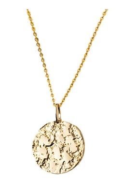 刻字定制 14K包金熔岩褶皱肌理圆牌项链女 欧美小众设计感锁骨链