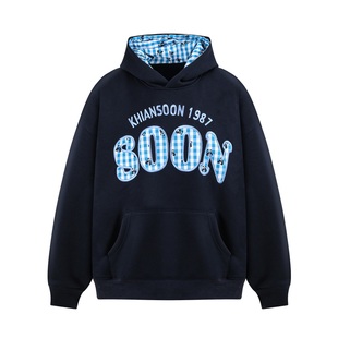 KHIAN SOON熊猫贴布绣花字母国潮卫衣女宽松加绒帽衫圣诞过年2025