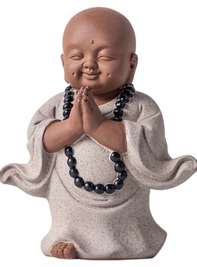 疯猴紫砂装饰中式客厅小和尚摆件