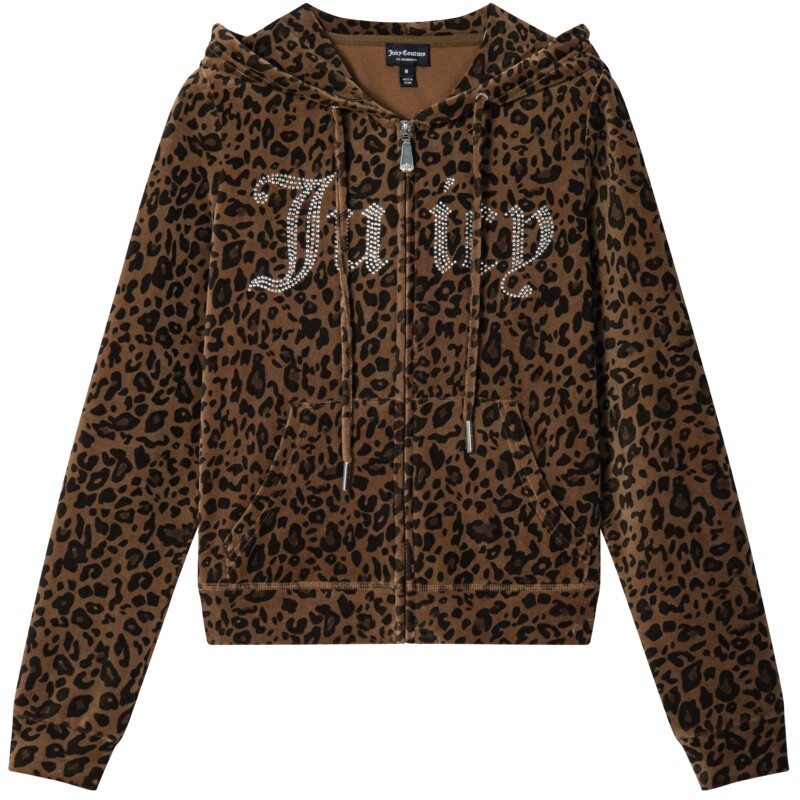 【云棉天鹅绒】Juicy Couture橘滋外套女26秋冬新款豹纹烫钻上衣