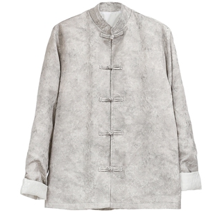 男士大码新中式国风外套男款2026新款春秋季对襟上衫长袖唐装汉服