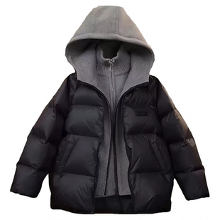 免洗男童加厚羽绒棉服2025新款冬季儿童假两件中大童保暖棉服外套