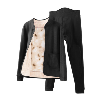 大码中老年男士开衫套装加绒加厚