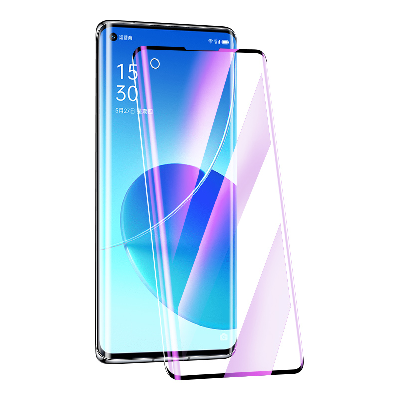 适用opporeno6pro钢化膜曲面防指纹抗蓝光保护opopreno6pro+手机膜5G全屏覆盖reno6水凝膜抗摔全包边新款屏保