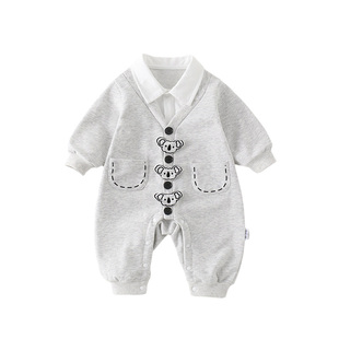 婴儿春装连体衣新生宝宝衣服春秋季薄款哈衣超萌可爱满月百天外套