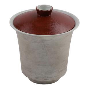 挑雪手工银彩马蹄盖碗漆红二才泡茶碗侘寂风日式110ml手作茶具