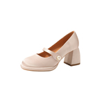 真皮~骄屿高跟玛丽珍女鞋2024春季新款复古国风配旗袍马面裙婚鞋