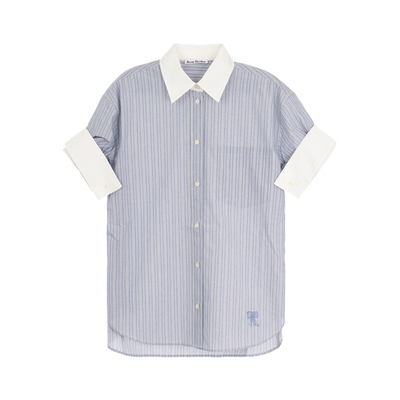 ACNE STUDIOS 春夏新款女士条纹短袖衬衫银泰百货精品 301574