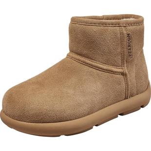 意尔康女鞋冬季加绒保暖棉鞋平底短筒雪地靴户外休闲短靴女士勃肯