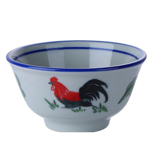 陶瓷仿古怀旧公鸡碗高脚厚边鸡公碗斗碗盘碟套装家用酒店摆台餐具