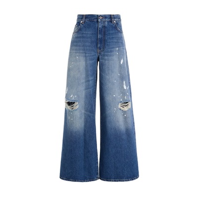 春秋朋克破洞女款牛仔裤蓝色