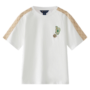 POLOWALK童装夏季短袖圆领T恤男童白色上衣亲肤透气舒适