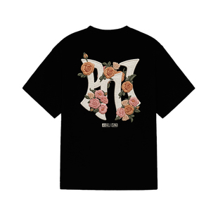 PNJ潮牌玫瑰花卉刺绣短袖2026夏季新款大Logo绣花纯棉宽松情侣T恤