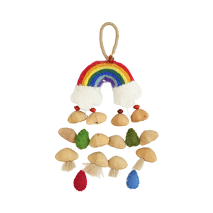 云愈天然植物果壳手工摇铃挂饰彩虹毛毡车载包果壳摇铃包挂果壳